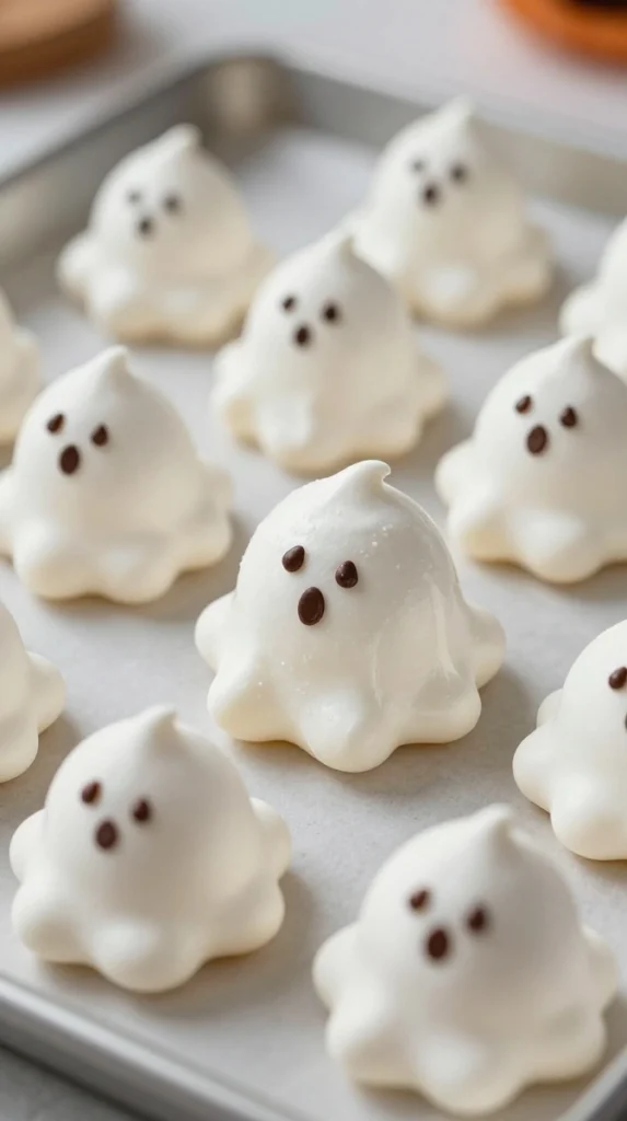 Adorable Ghost Meringue Cookies