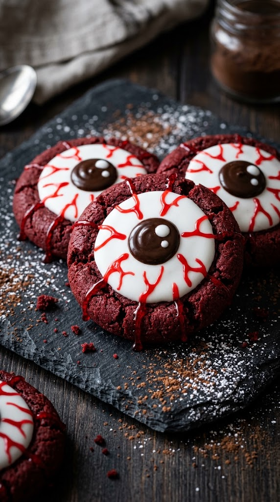 Bloodshot Red Velvet Eyeball Cookies
