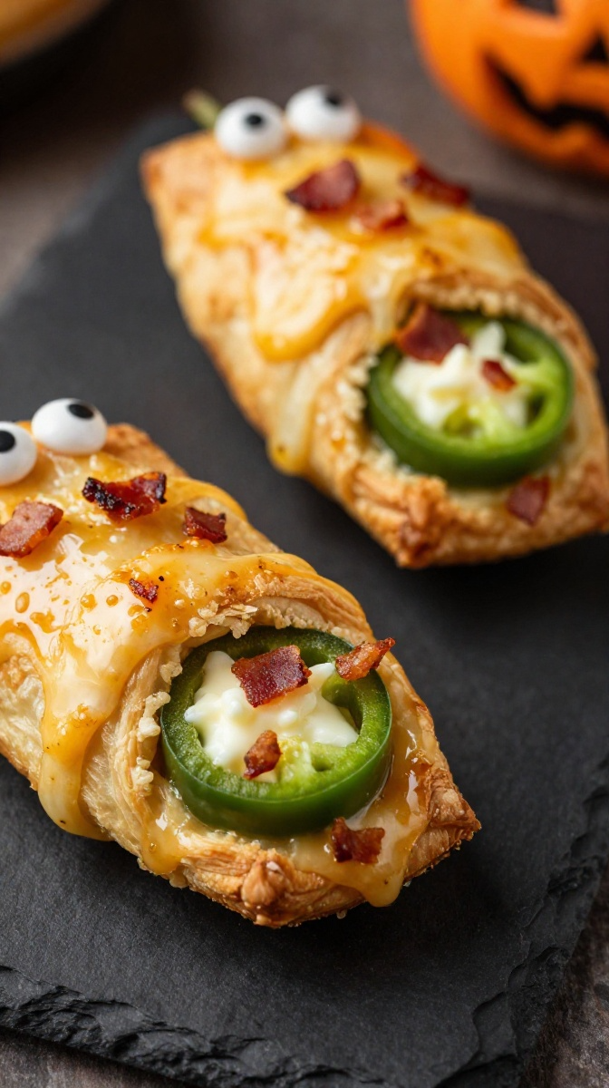 Cheesy Bacon Jalapeño Mummy Poppers