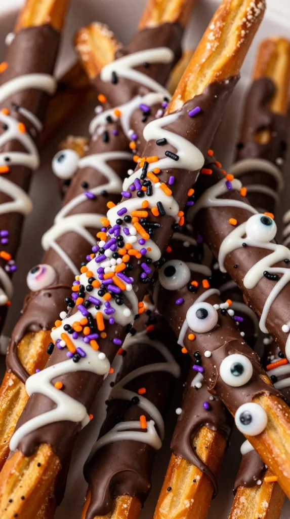 Chocolate-Dipped Halloween Pretzel Rods