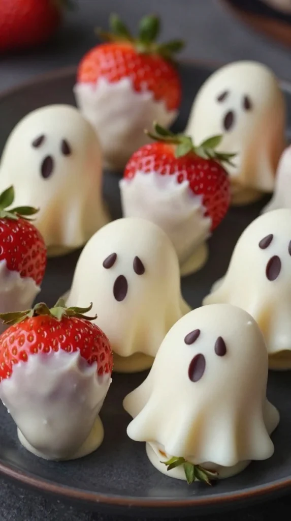 Chocolate-Dipped Strawberry Ghosts 🍓👻
