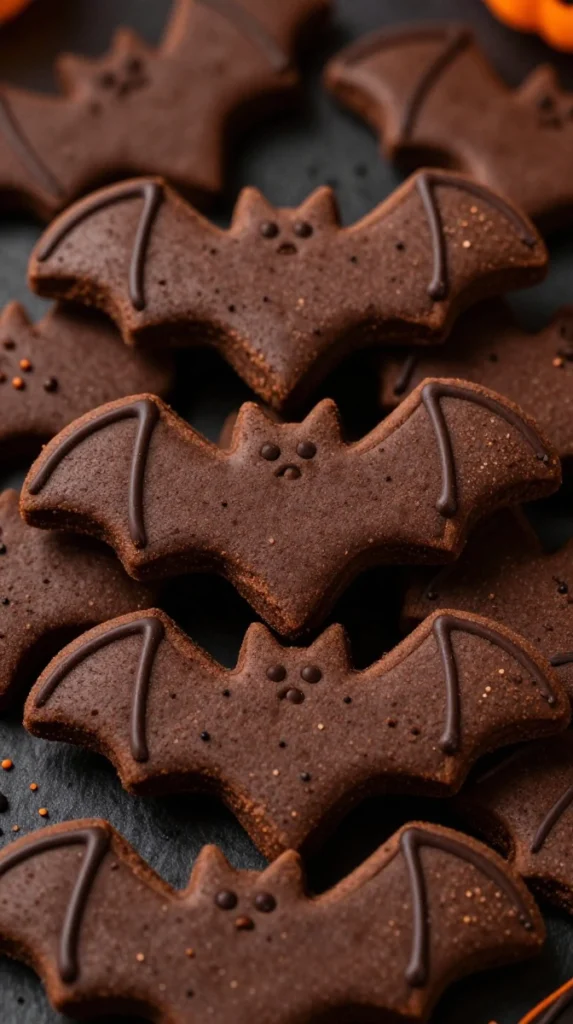 Chocolate Halloween Bat Cookies