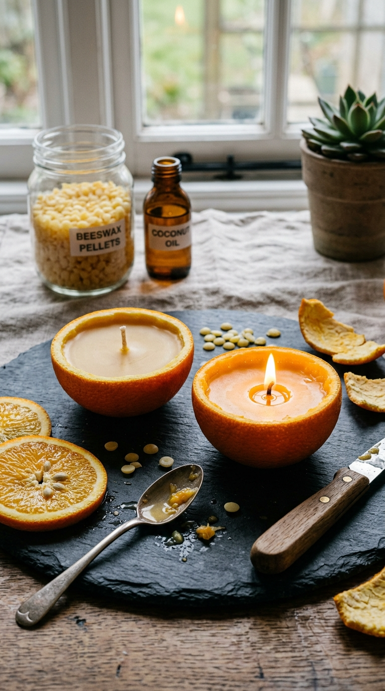 Citrus Peel and Beeswax Candles