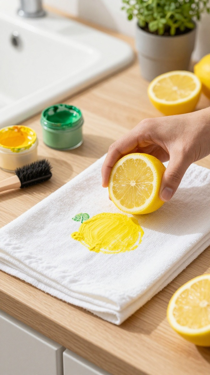 Citrus Stamped Tea Towels