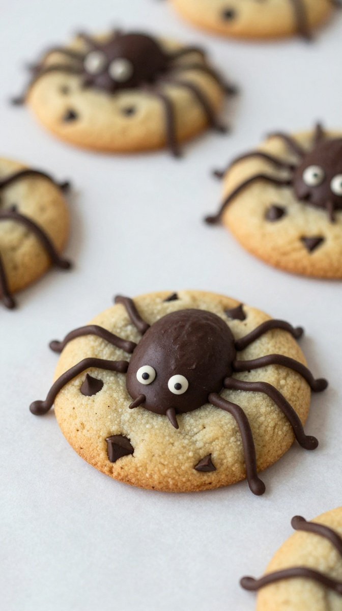 Creepy Crawly Chocolate Chip Spider Cookies