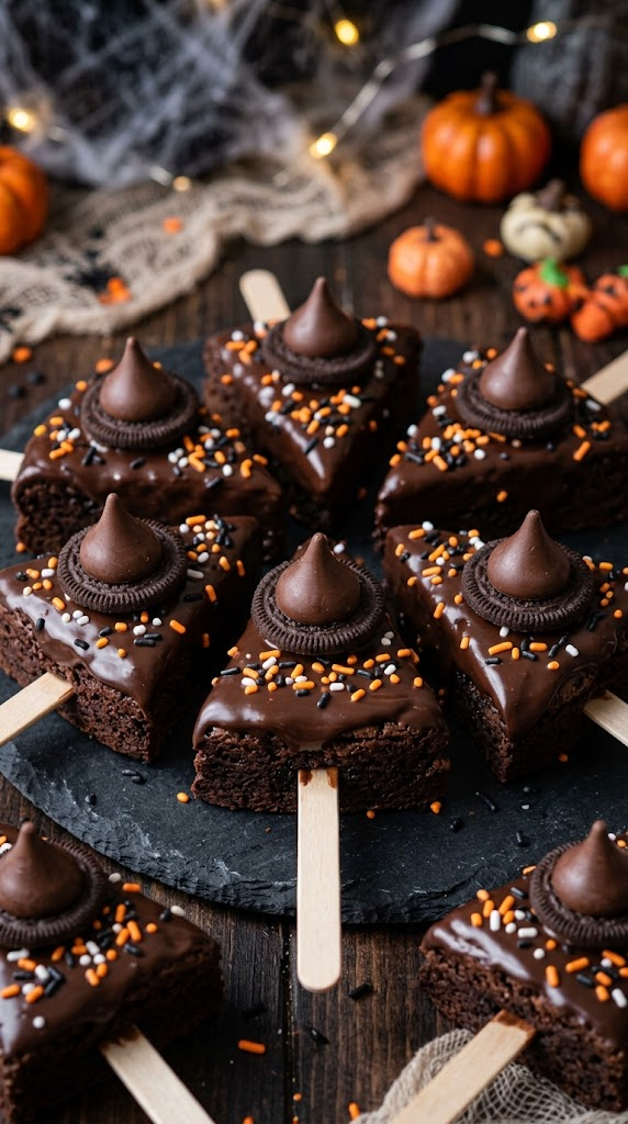 Cute Witch Hat Brownie Pops