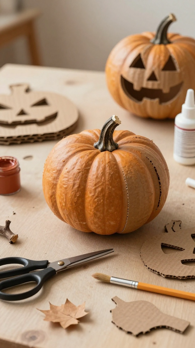 DIY Cardboard Pumpkin Decor
