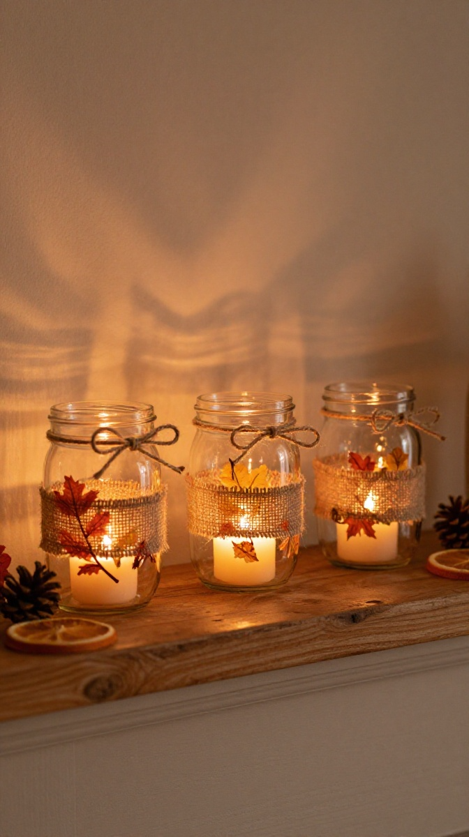 DIY Fall Mason Jar Candle Holders