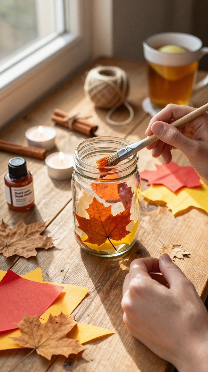 DIY Fall Mason Jar Candle Holders