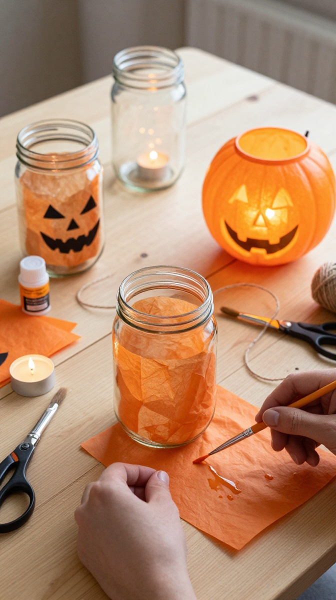 DIY Halloween Mason Jar Lanterns
