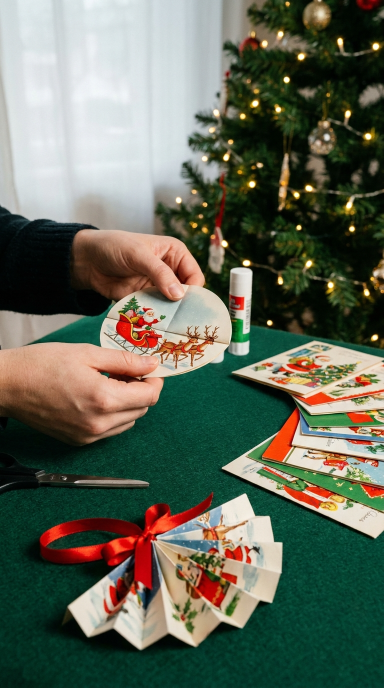 DIY Ornaments From Old Christmas Cards