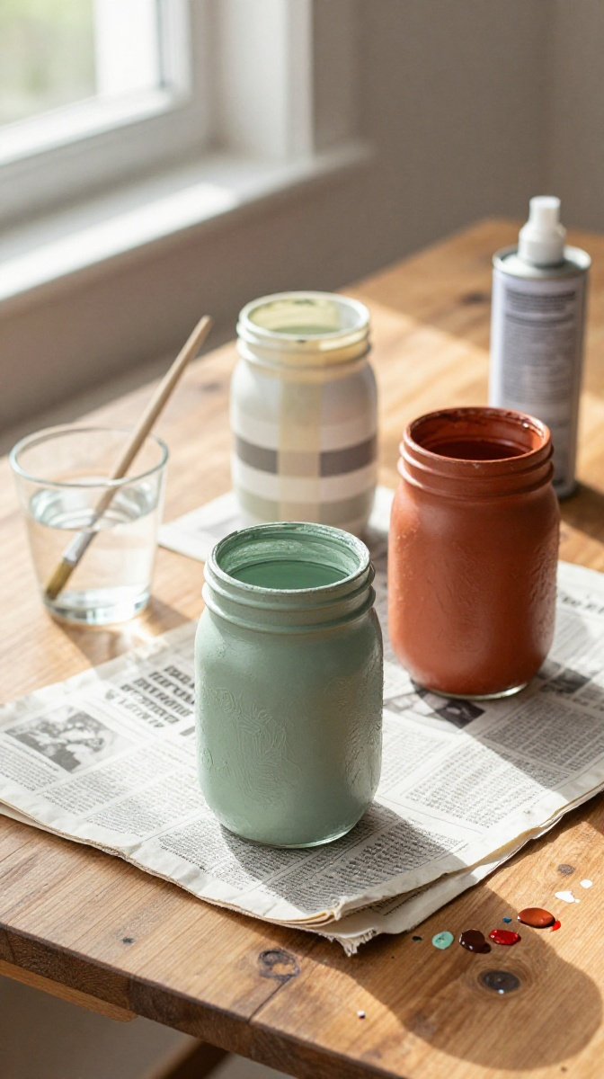 DIY Painted Mason Jar Vases