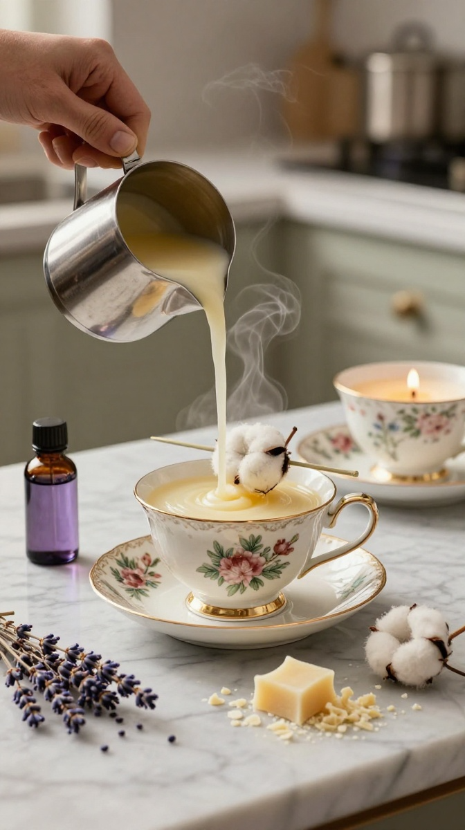 DIY Scented Candles in Tea Cups