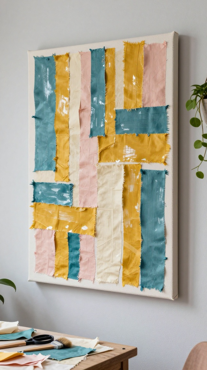 DIY Wall Art with Fabric Scraps