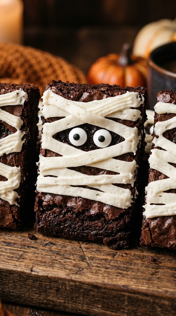 Easy Buttercream Mummy Brownie Bars