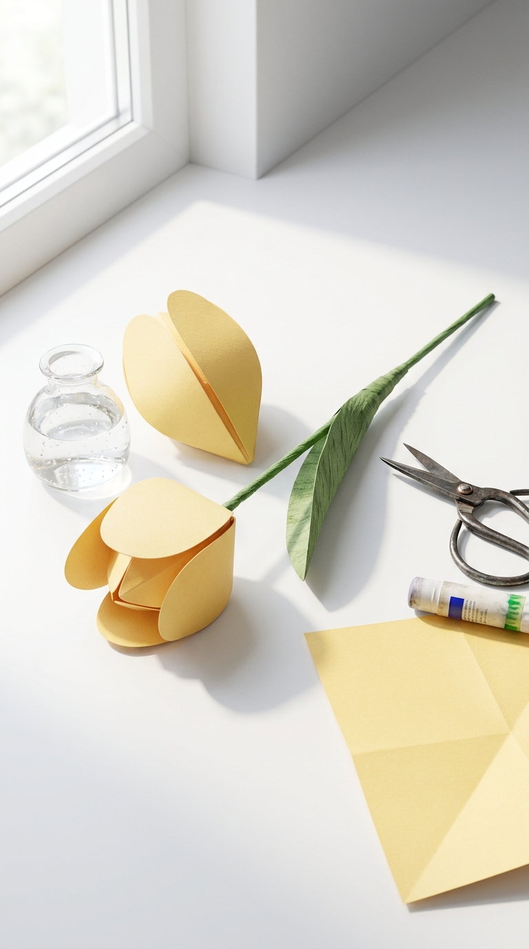 Easy Paper Flower #3 Simple Folded Tulips