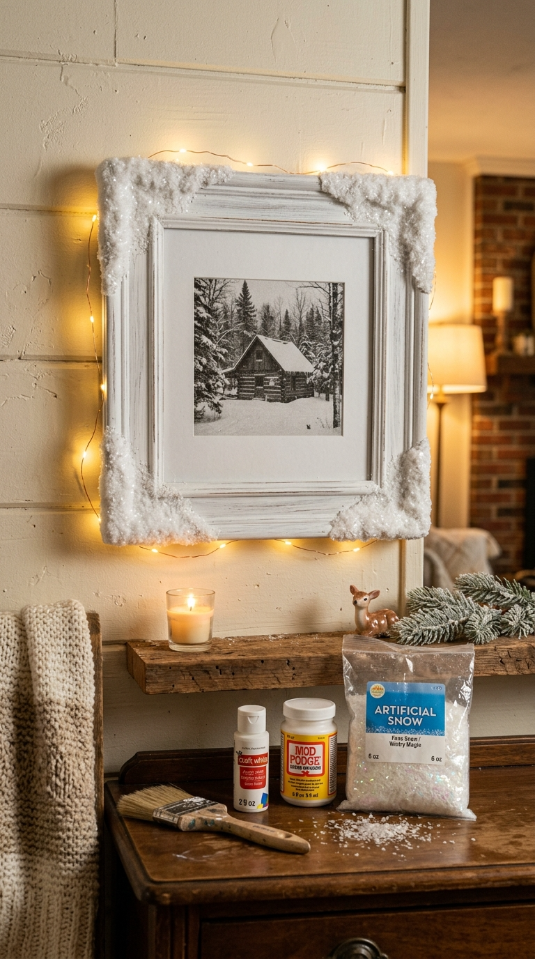 Faux Snowy Window Frame