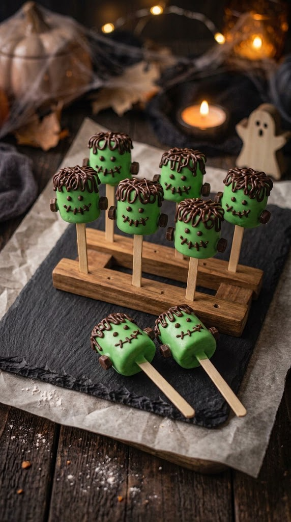 Frankengreen Monster Marshmallow Pops