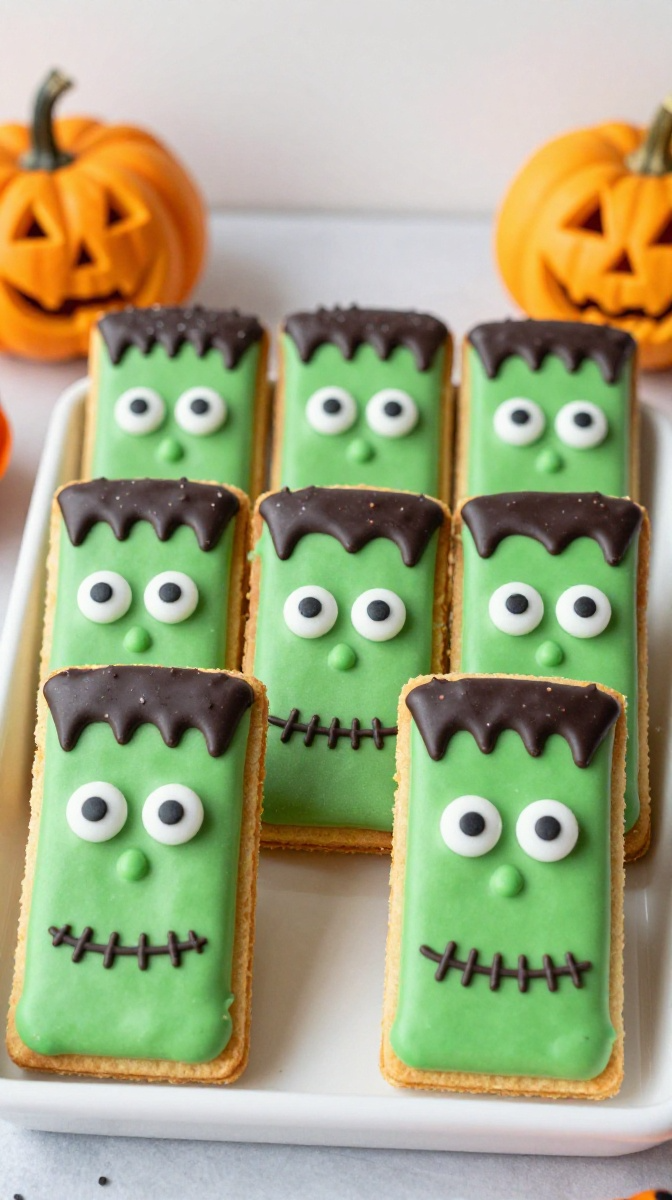 Frankenstein Fudge Wafer Bars