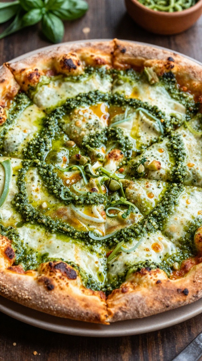 Frankenstein Green Pesto-Monster Pizza