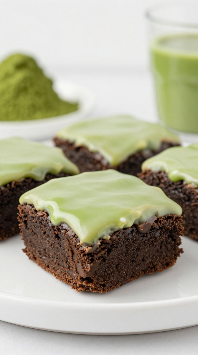 Friendly Frankenstein Matcha-Frosted Brownies