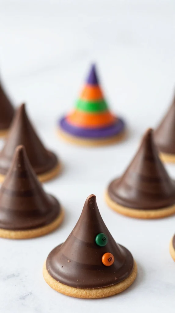 Fudge Stripe Cookie Witch Hats