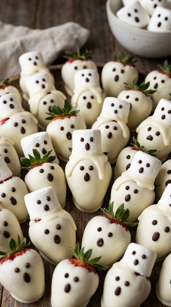 Ghostly White Chocolate Strawberry Spooks