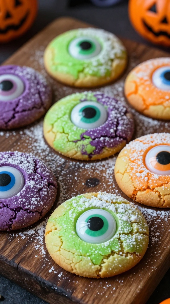 Gooey Monster Eye Crinkle Cookies