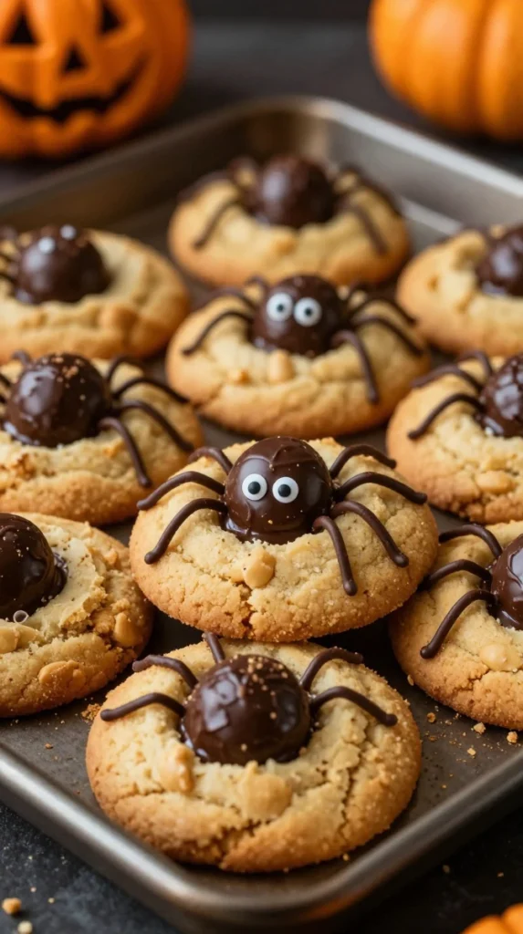Gooey Peanut Butter Spider Cookies