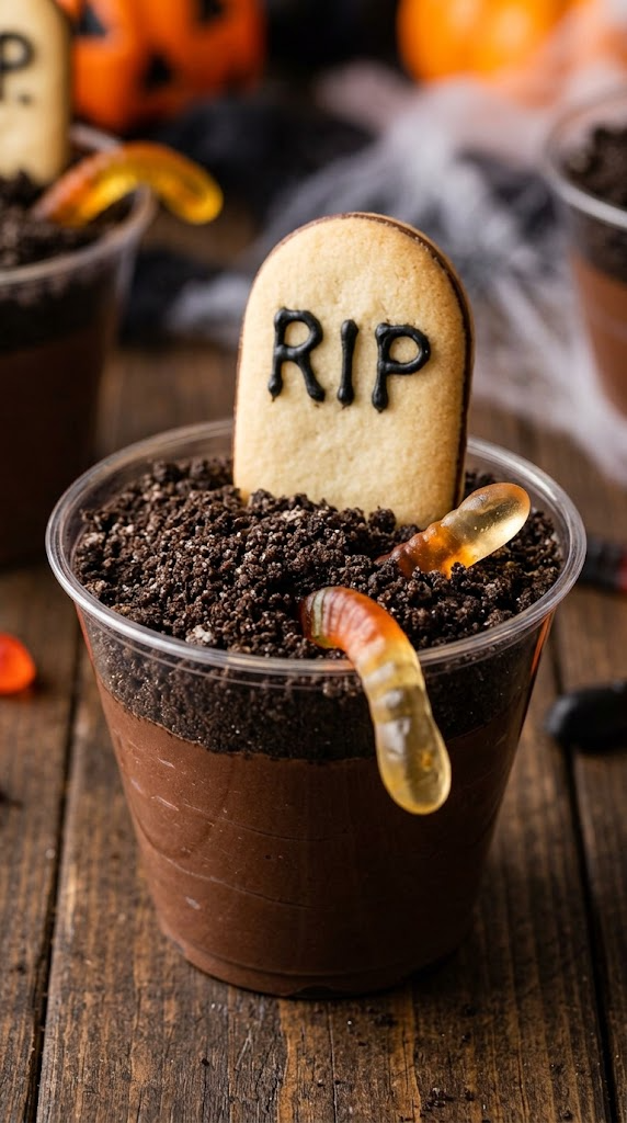 Graveyard Chocolate Pudding Cups
