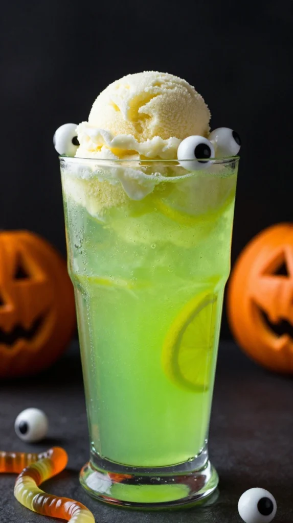 Green Monster Halloween Ice Cream Punch