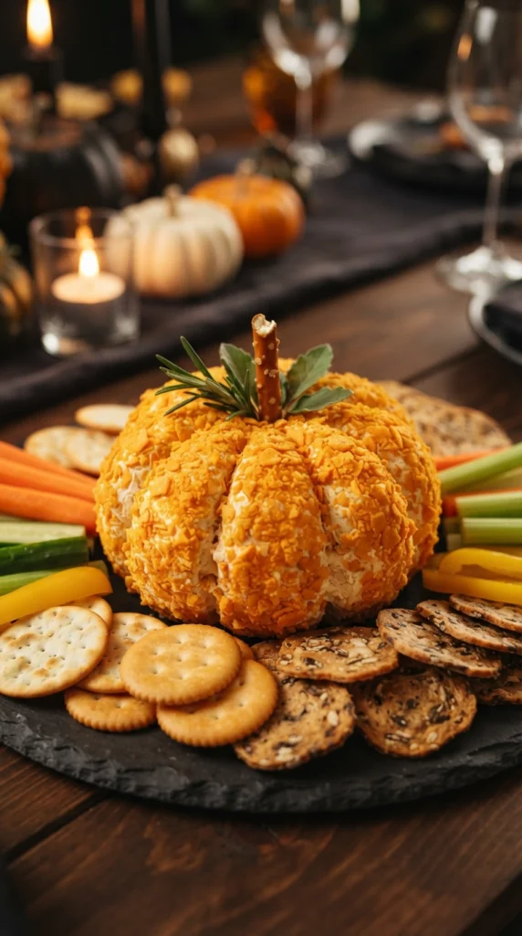 Halloween Cheese Ball Pumpkin