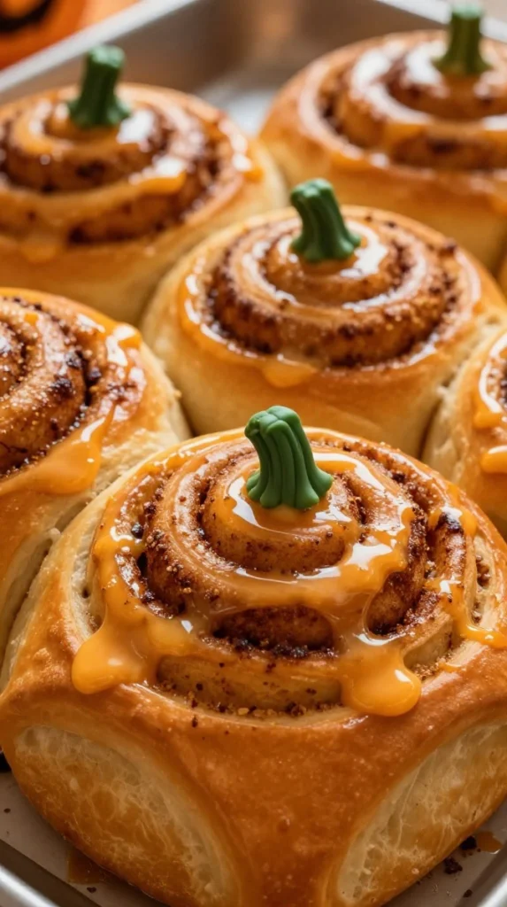 Halloween Cinnamon Roll Pumpkins