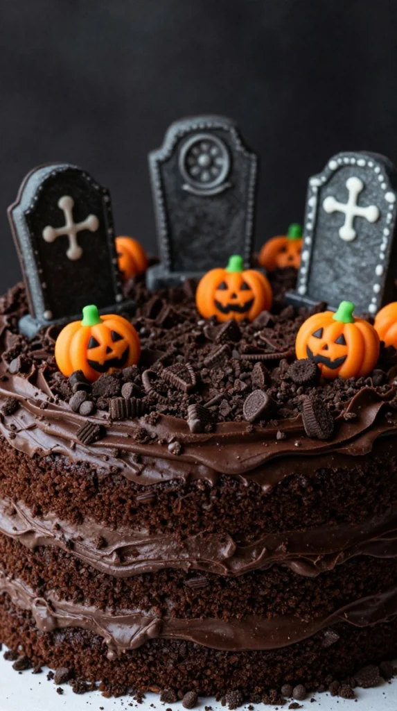 Halloween Graveyard Chocolate Cake