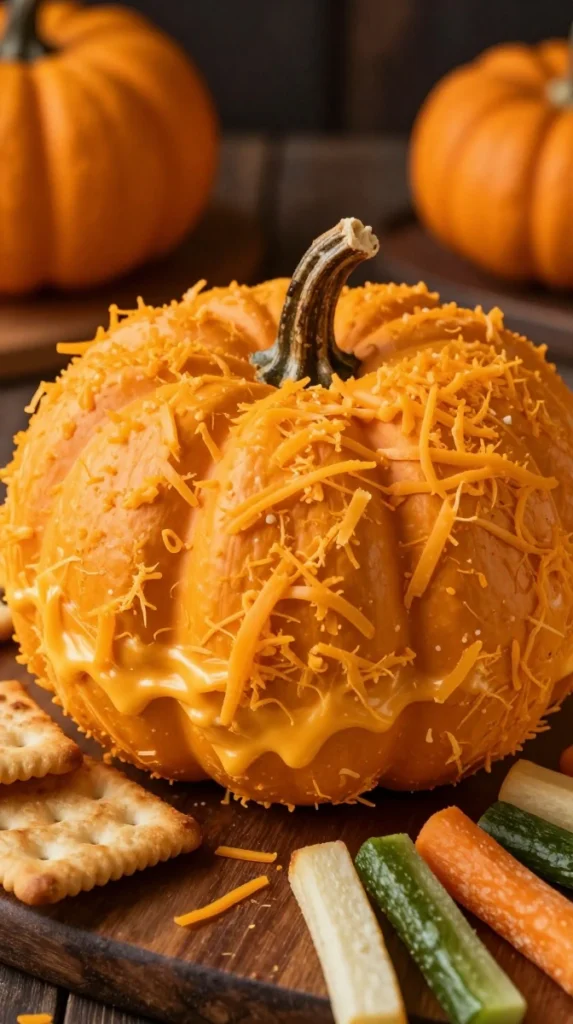 Halloween Pumpkin-Shaped Cheese Ball