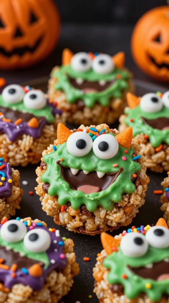 Halloween Rice Krispie Monsters