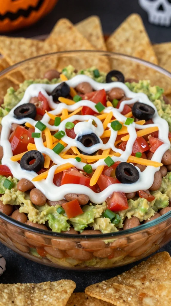 Halloween Spiderweb Seven-Layer Dip