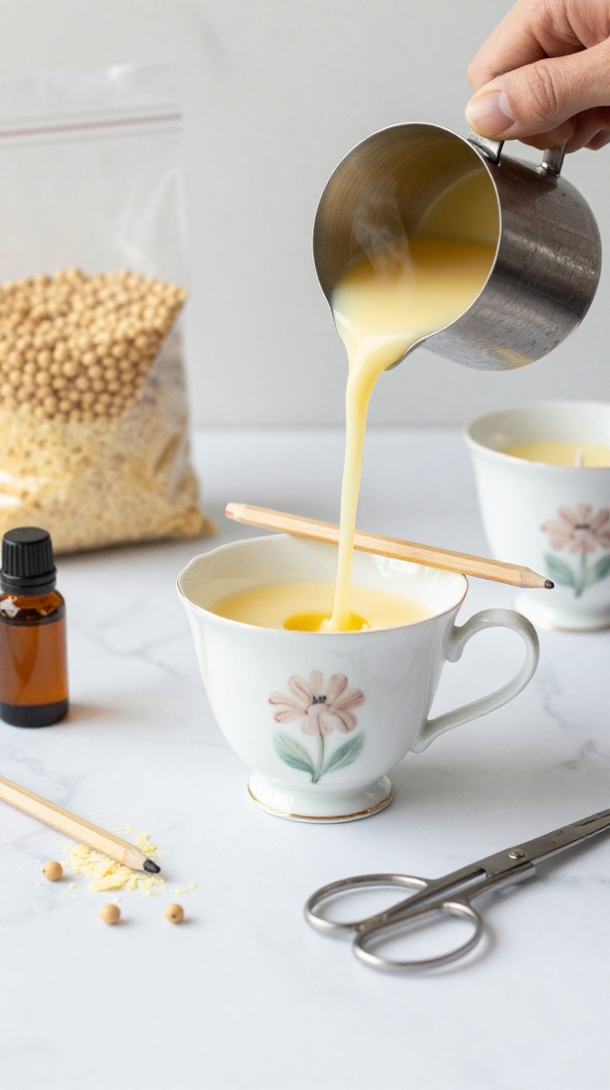 Hand-Poured Soy Candles in Teacups