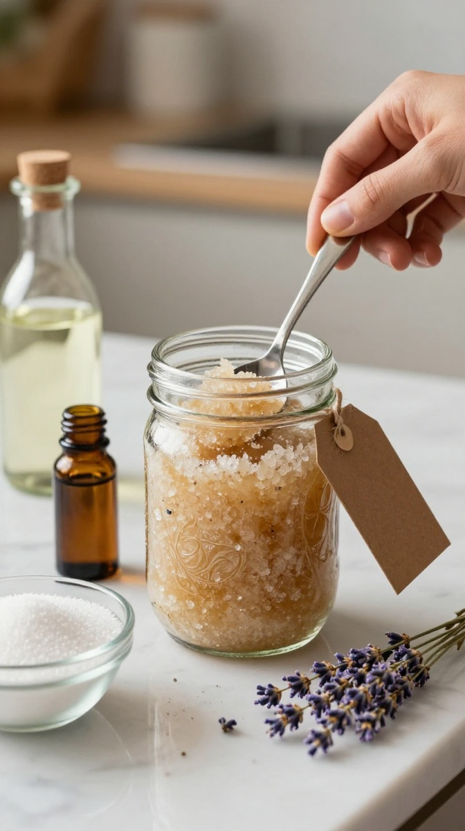 Homemade Sugar Scrub in a Mason Jar