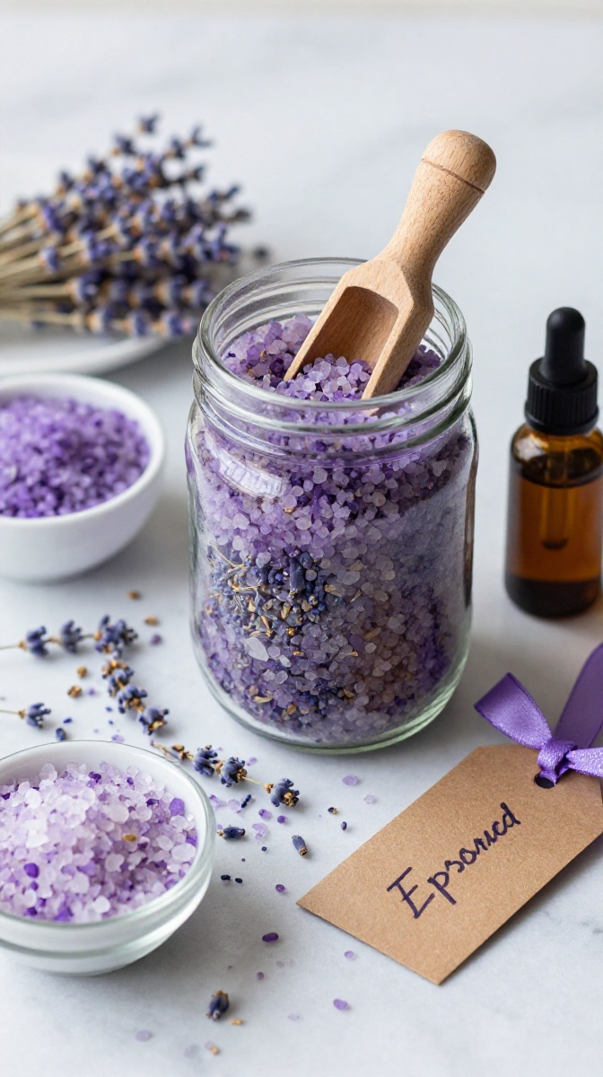 Lavender Bath Salts in a Jar
