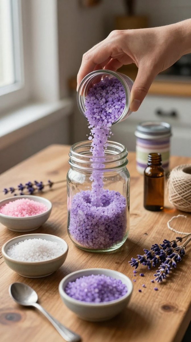 Layered Bath Salts in a Mason Jar