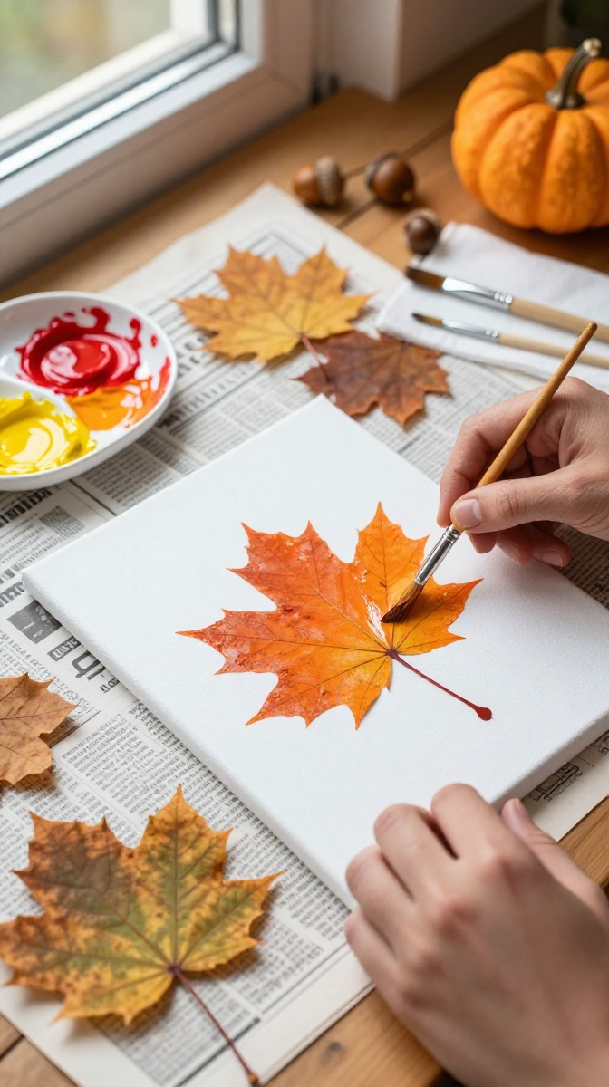 Leaf-Print Canvas Art