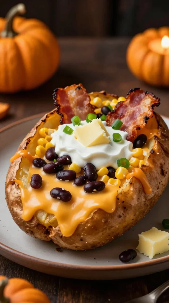 Loaded Halloween Baked Potatoes