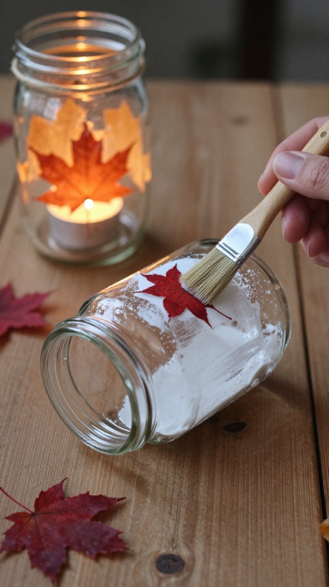 Mason Jar Leaf Lanterns