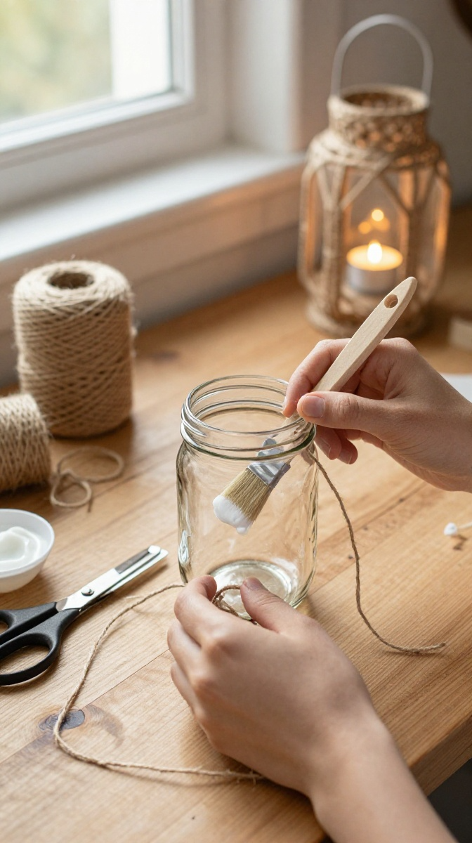Mason Jar Twine Lanterns