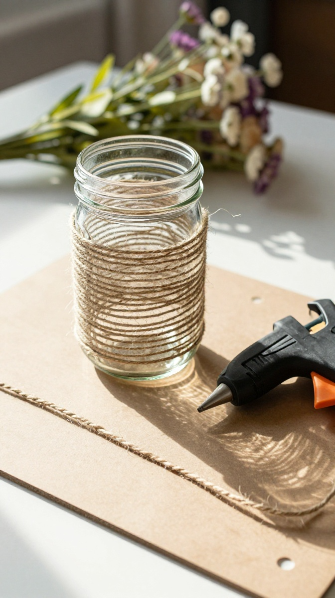 Mason Jar Twine Vases
