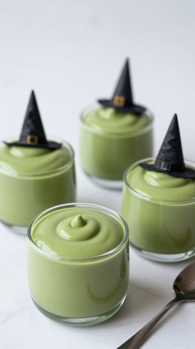 Melted Witch Matcha Mousse Pots