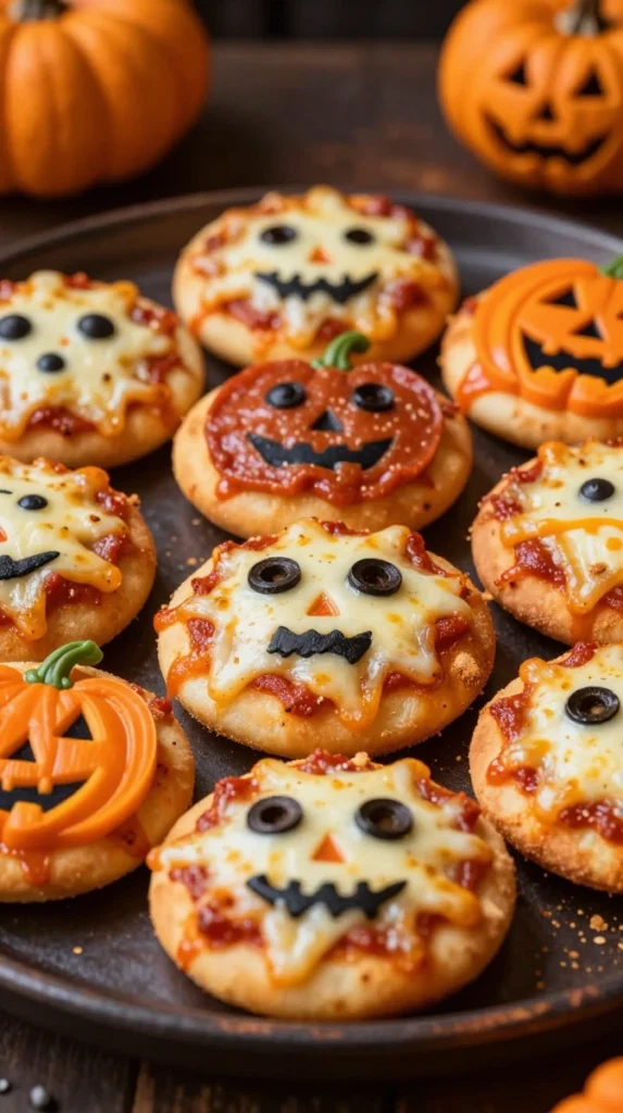 Mini Halloween Pizza Bites 🍕
