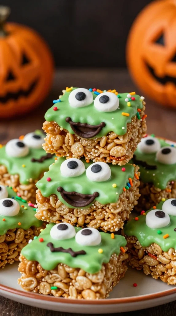 Mini Halloween Rice Krispie Monsters