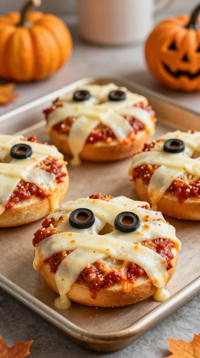 Mini Mummy Pizza Bagels
